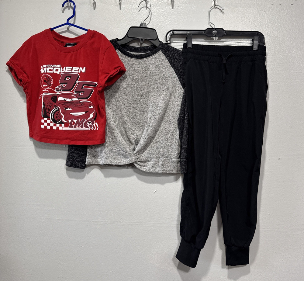 Girls Clothes Size M (7/8) Disney Pixar Mcqueen Tee, Place Top, Zella Joggers